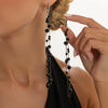 Dark Gothic Glass Crystal Tassel Earrings For Women Geometric Long Chain Drop Earrings With Stainless Steel Ear Posts And Electroplated Finish