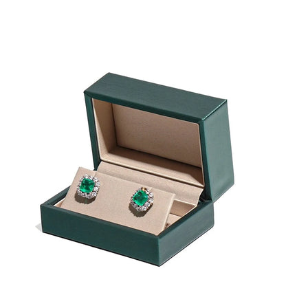 Dark Green Leather Jewelry Box Ring Stud Earrings Bracelet Box Necklace Display Jewelry Box Jewelry Storage Box Spot Wholesale