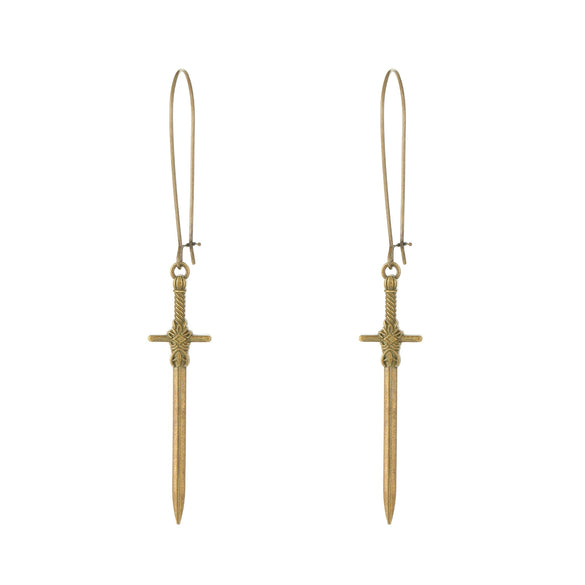 Dark Punk Alloy Cross Sword Geometric Exaggerated Retro Personality Earrings For Women