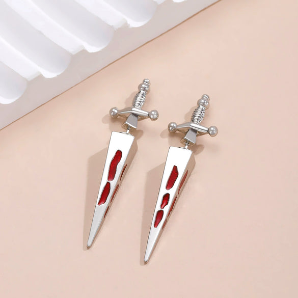 Dark Punk Alloy Cross Sword Geometric Exaggerated Retro Personality Earrings For Women