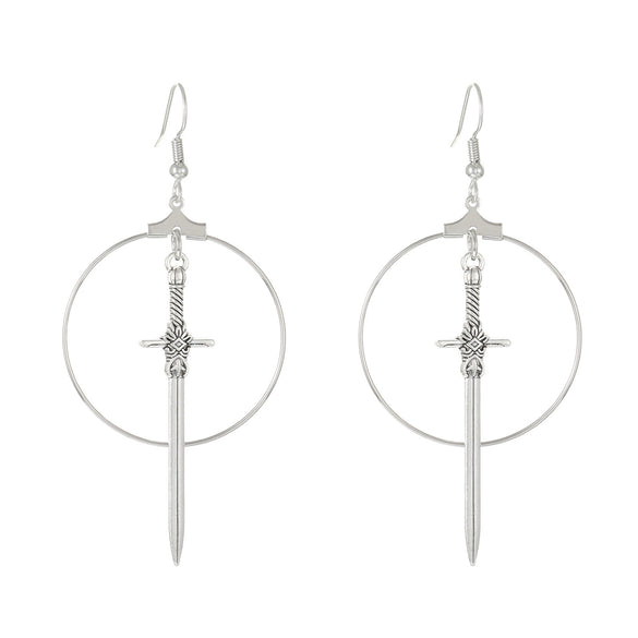 Dark Punk Alloy Cross Sword Geometric Exaggerated Retro Personality Earrings For Women