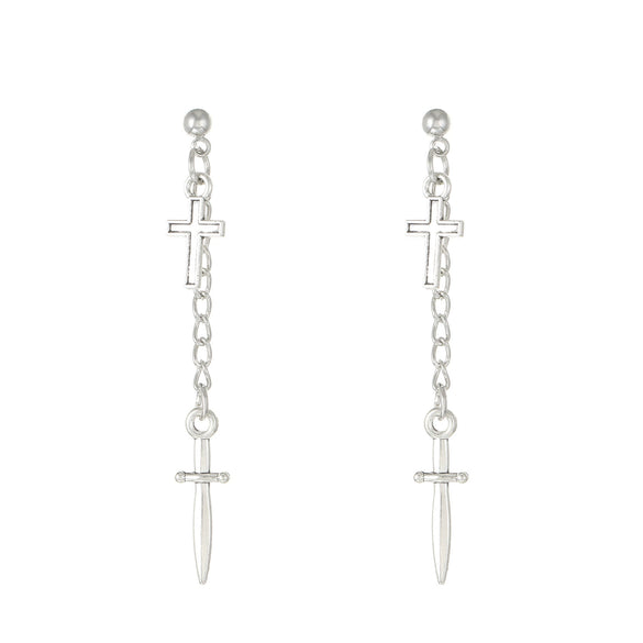 Dark Punk Alloy Cross Sword Geometric Exaggerated Retro Personality Earrings For Women