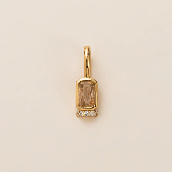 December Birthstone Pendant With Movable Buckle Copper Geometric Electroplated Diy Simple Pendant