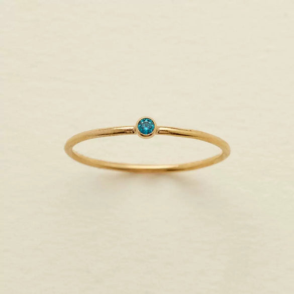 December Birthstone Ring Stainless Steel Geometric Electroplating Women's