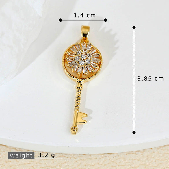 Decompression Rotary Key Jewelry Pendant Accessories Copper Electroplated Cartoon Style