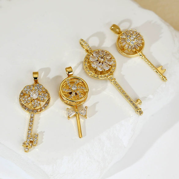 Decompression Rotary Key Jewelry Pendant Accessories Copper Electroplated Cartoon Style