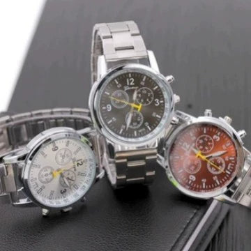 Decorative Fake Steel Band Watch Round Dial Alloy Casual Sports General Style