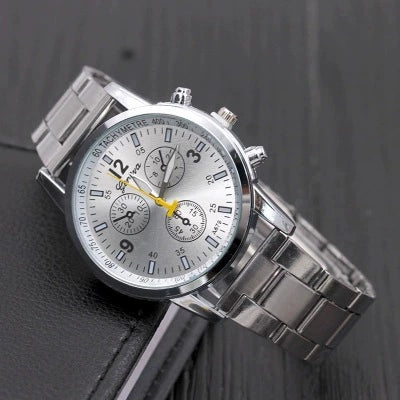 Decorative Fake Steel Band Watch Round Dial Alloy Casual Sports General Style