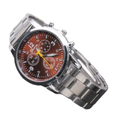 Decorative Fake Steel Band Watch Round Dial Alloy Casual Sports General Style