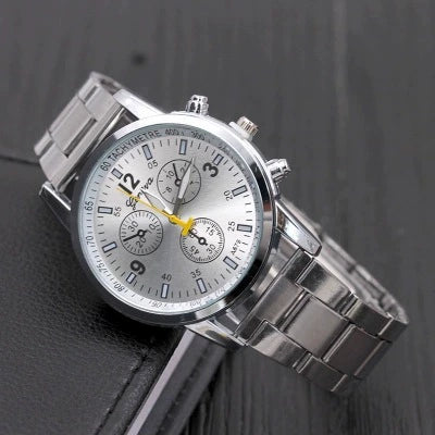 Decorative Fake Steel Band Watch Round Dial Alloy Casual Sports General Style