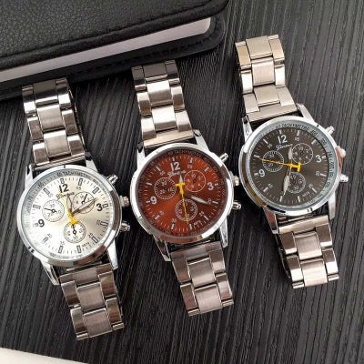 Decorative Fake Steel Band Watch Round Dial Alloy Casual Sports General Style