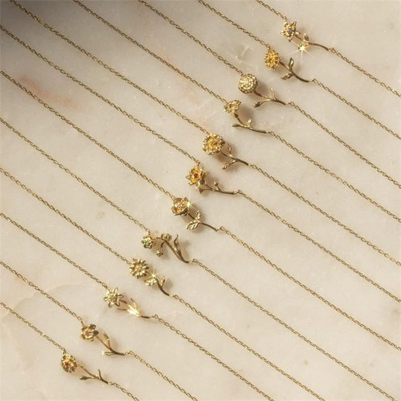 Decorative Flower Pendant Necklace Titanium Steel Copper Animal Zodiac Electroplated