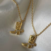 Denim Boots Necklace Copper Gold Plated Geometric Style