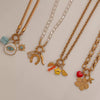 Denim Pendant Necklace Titanium Steel Electroplated 18K Gold Color Fruit Love Sun Style