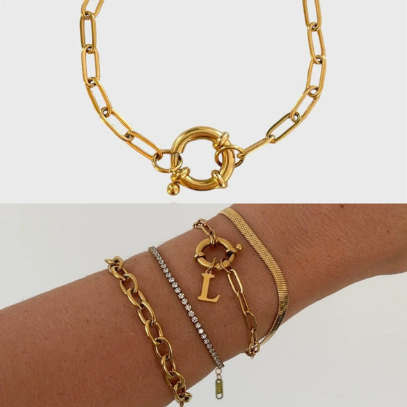 Detachable Sailor Style Geometric Titanium Steel Oven Vacuum Plated Bracelet For Women