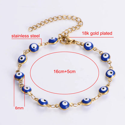 Ethnic Style Devil's Eye Titanium Steel Enamel Bracelets