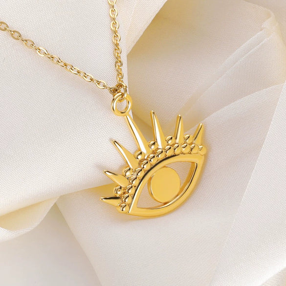 Devil's Eye Punk Style Couple Necklace Ring Earring Combination Copper Ochain Pendant With Electroplating