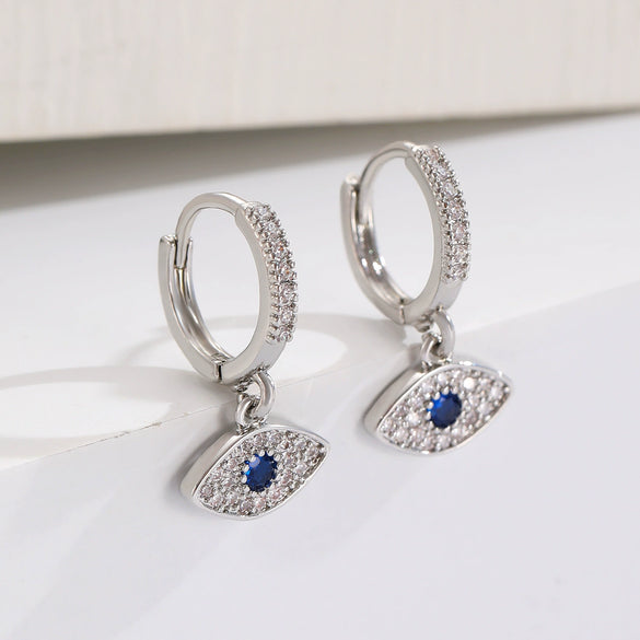 Devil's Eye Zircon Earrings Copper Set With Diamonds Stylish Cool Unisex