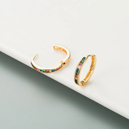 Diamond Colorful Small Circle Earrings