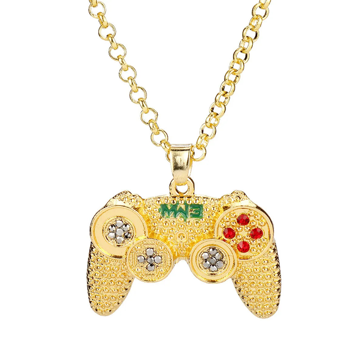 Diamond-Embedded Game Machine Handle Necklace Childhood Memory Necklace Ornament Hip-Hop Hipster Men'S Ornament Wholesale