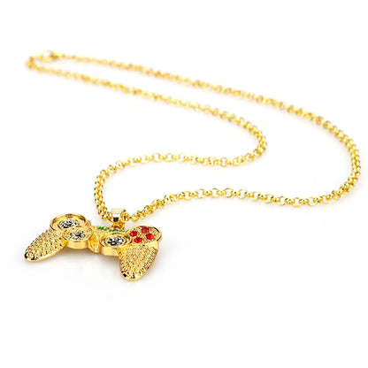 Diamond-Embedded Game Machine Handle Necklace Childhood Memory Necklace Ornament Hip-Hop Hipster Men'S Ornament Wholesale