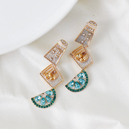 Fashion Geometric Diamond Metal Artificial Gemstones Earrings