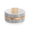 Diamond Leather Wide-Sided Magnetic Buckle Bracelet