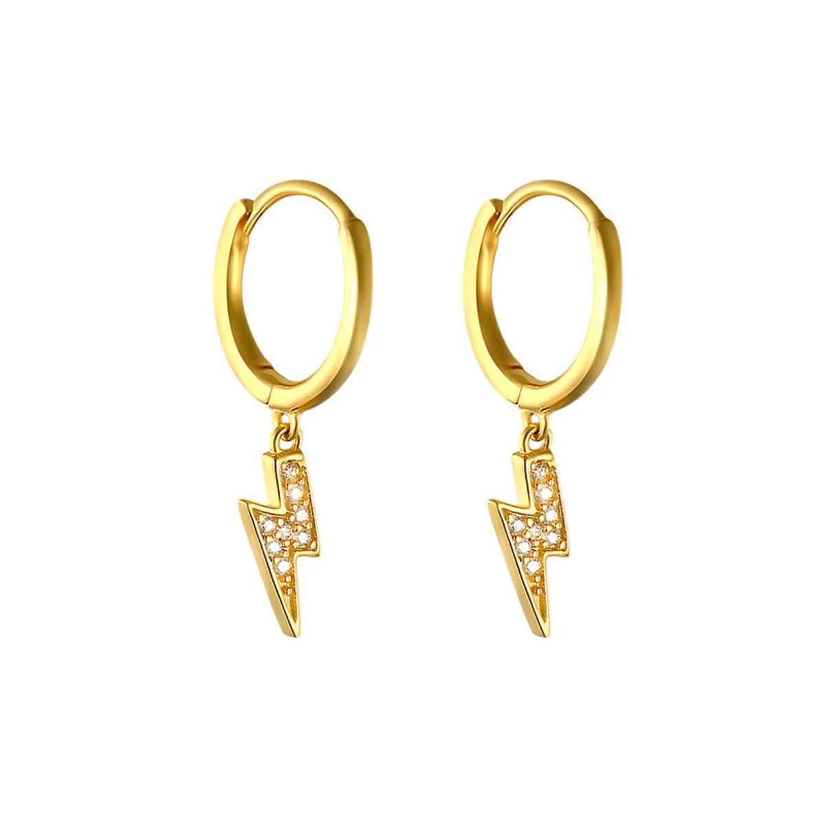 Diamond-studded Lightning Ear Buckle Earrings