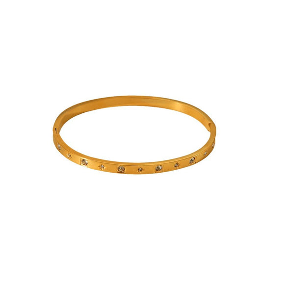 Diamondencrusted Titanium Steel Buckle Bracelet Women's Retro Geometric Style