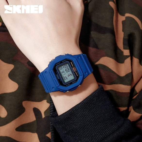 Digital Electronic Watch Plastic Geometric Style Round Shockproof Outdoor Sports Watch For Men