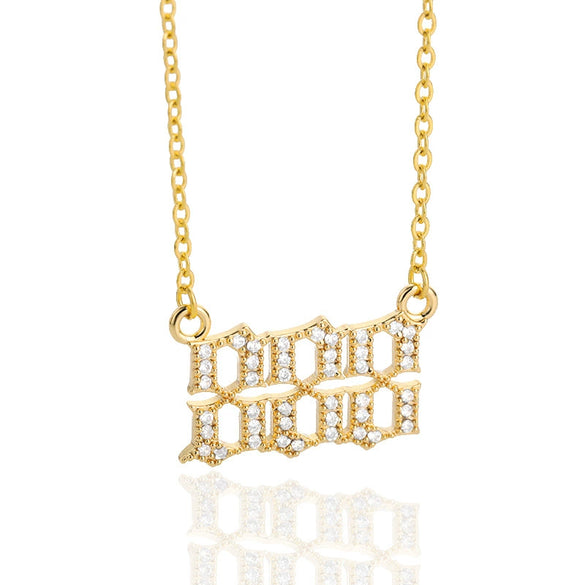 Digital Necklace With Angel Pattern Copper Pendant And O Chain Electroplated For Men And Women Couple