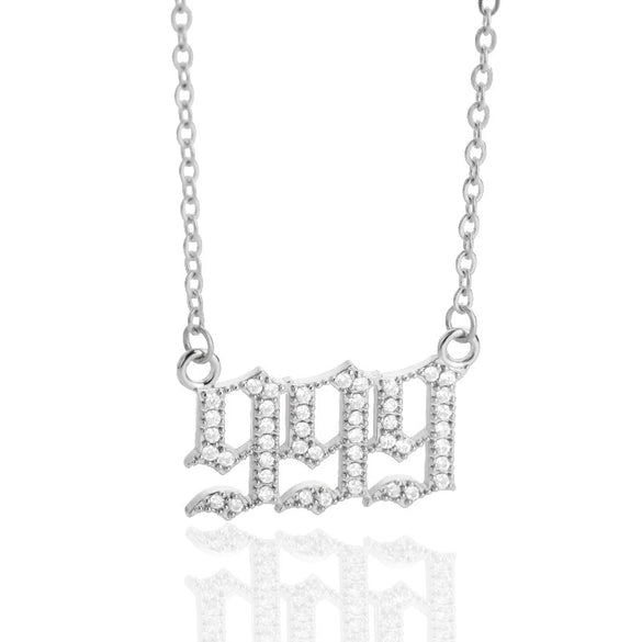 Digital Necklace With Angel Pattern Copper Pendant And O Chain Electroplated For Men And Women Couple