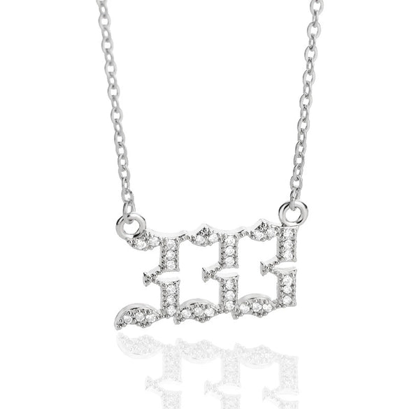 Digital Necklace With Angel Pattern Copper Pendant And O Chain Electroplated For Men And Women Couple