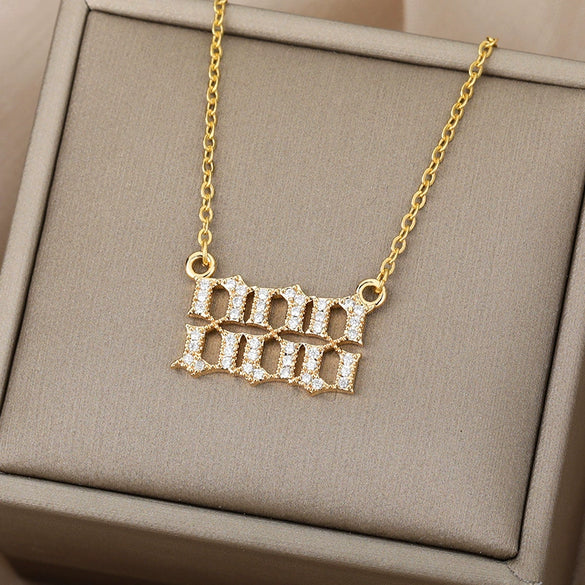 Digital Necklace With Angel Pattern Copper Pendant And O Chain Electroplated For Men And Women Couple