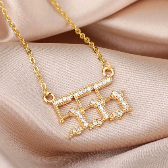 Digital Necklace With Angel Pattern Copper Pendant And O Chain Electroplated For Men And Women Couple