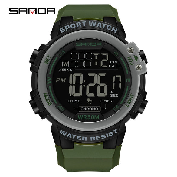 Digital Watch Multifunctional Youth Watch Fashion Trendy Luminous Student Watch Round Acrylic Mirror Abs Tpu Simple Natural
