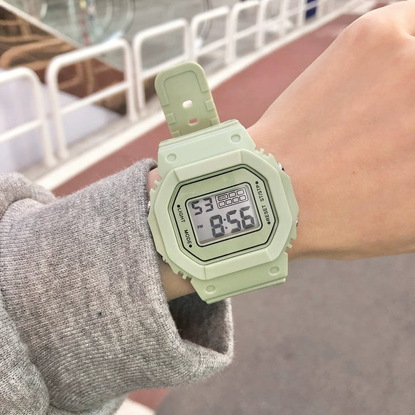 Digital Watch Plastic And Silicone Unicorn Luminous Square For Kids And Girls