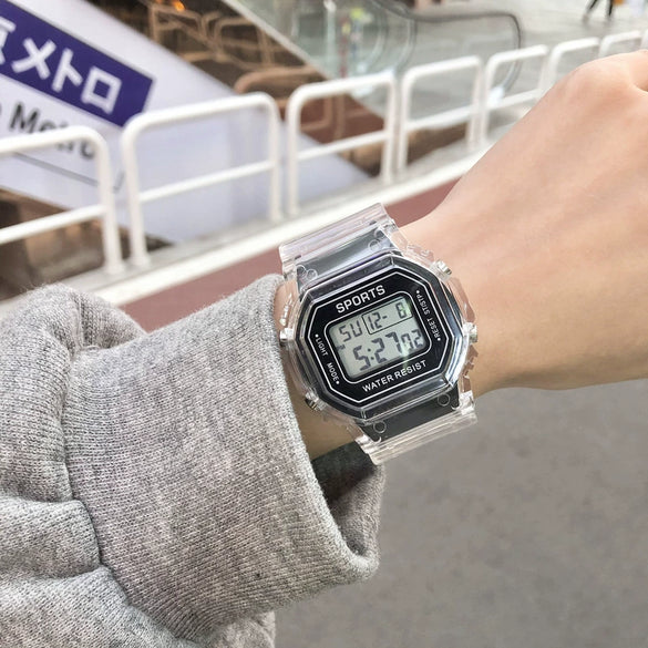 Digital Watch Plastic And Silicone Unicorn Luminous Square For Kids And Girls