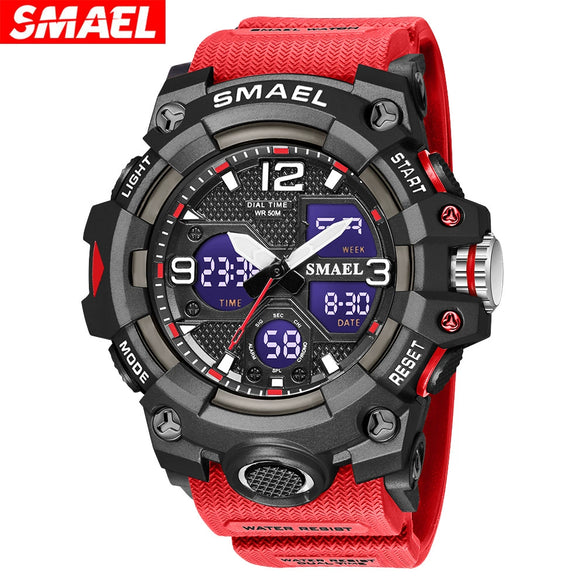 Digital Watch Plastic Pu Organic Glass Mirror Round Dial Sports Style For Middle School Students