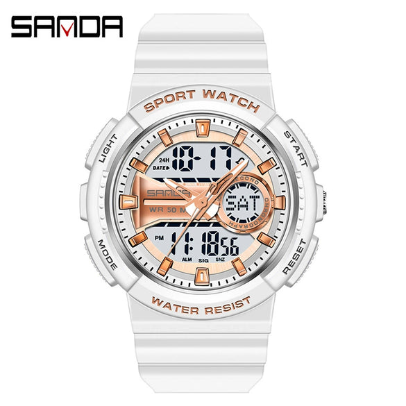 Digital Watch Tpu Strap Stainless Steel Ring Acrylic Mirror Round Simple Natural Couple