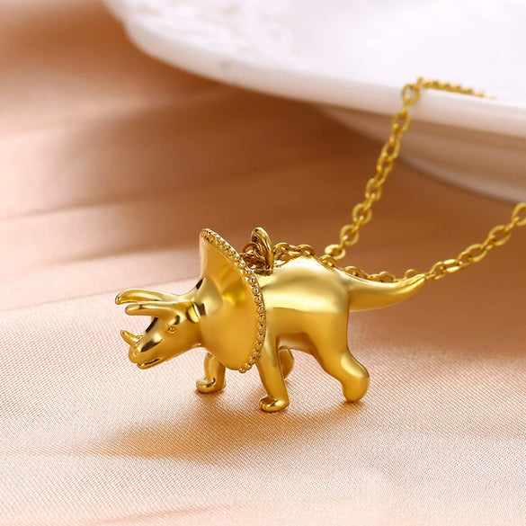 Dinosaur Pendant Titanium Steel Hiphop Men's Necklace Electroplated Jewelry