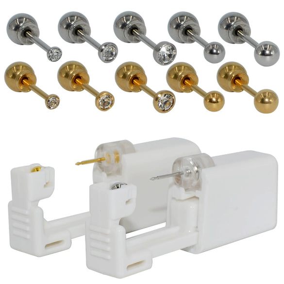 Disposable Ear Piercing Tool Buckle Ear Piercing Device Gold Plated 316L Stainless Steel Geometric Style Ear Stud