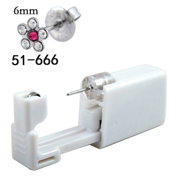 Disposable Lowpain Ear Piercing Gun 316L Stainless Steel Flower Ear Stud Simple Style Unisex