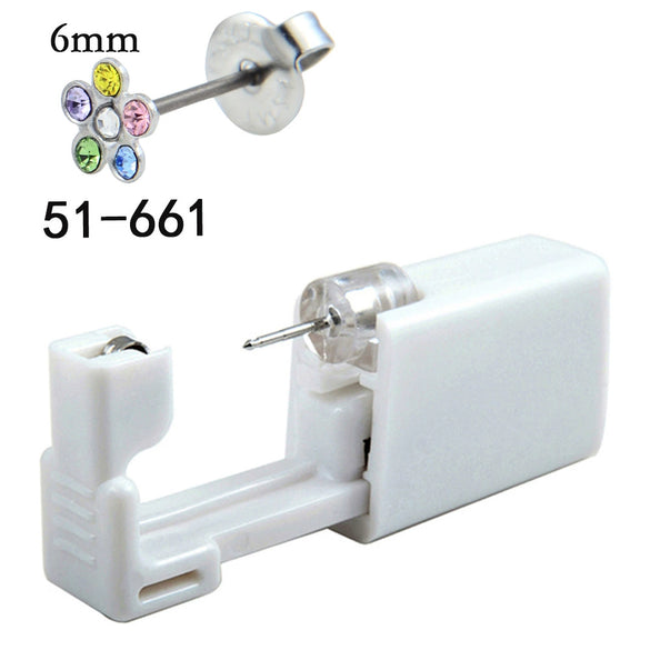 Disposable Lowpain Ear Piercing Gun 316L Stainless Steel Flower Ear Stud Simple Style Unisex