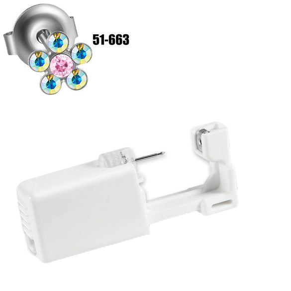 Disposable Lowpain Ear Piercing Gun 316L Stainless Steel Flower Ear Stud Simple Style Unisex