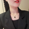 Distinctive Black Square Titanium Steel Necklace With Dripping Oil Treatment Fashion 18K Gold All Match Clavicle Chain For Women Geometric Style
