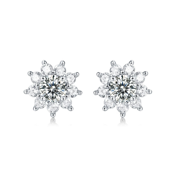 Distinctive 925 Silver Sunflower Earrings Set With Diamonds For Women