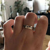 Distressed Embossed Mushroom Pastoral Retro Copper Ring For Women With Electroplating And Geometric Leaf Pattern