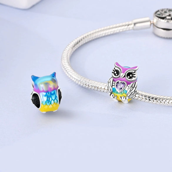 Diy Accessories Bracelet S925 Sterling Silver Original Design Owl Hummingbird Unicorn Charm Dripping Oil