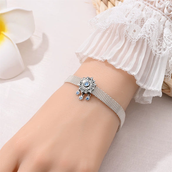 Diy Accessories Bracelet Silver Plated Flat Bead Fourleaf Clover Tree Of Life Dripping Oil Design
